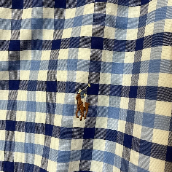 Ralph Lauren Slim Fit Blue & White Checkered Shirt with Brown Pony - Picture 2 of 9